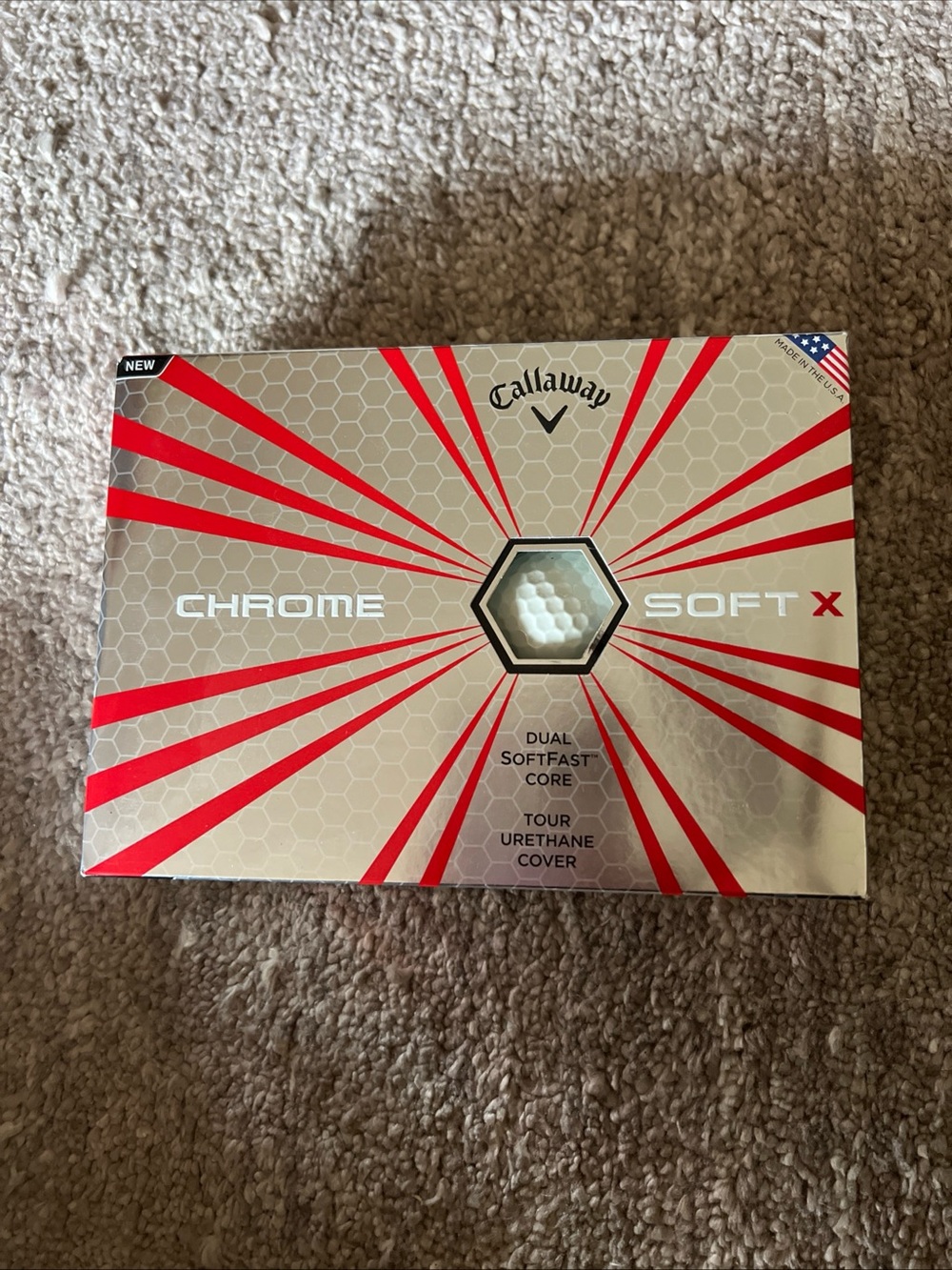 Callaway Chrome Soft X Golf Ball Box - Silver with Red Accents